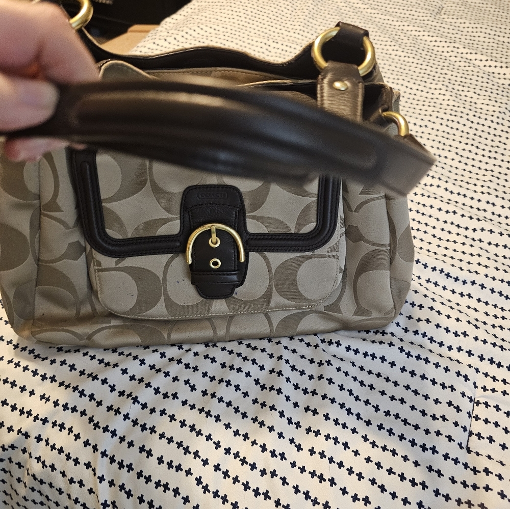 Coach gold signature c triple compartment soho hobo bag With  brown leather rare - Picture 6 of 16